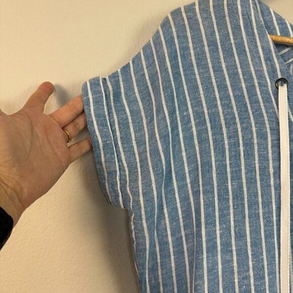 Rails Women's Jeri St. Germain Stripe Blouse Linen Blend Blue White Size Small - Picture 4 of 13